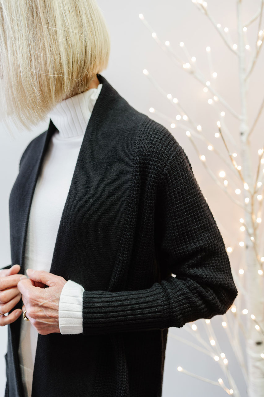 F7503 Sympli Basket Stitch Cardigan - Black